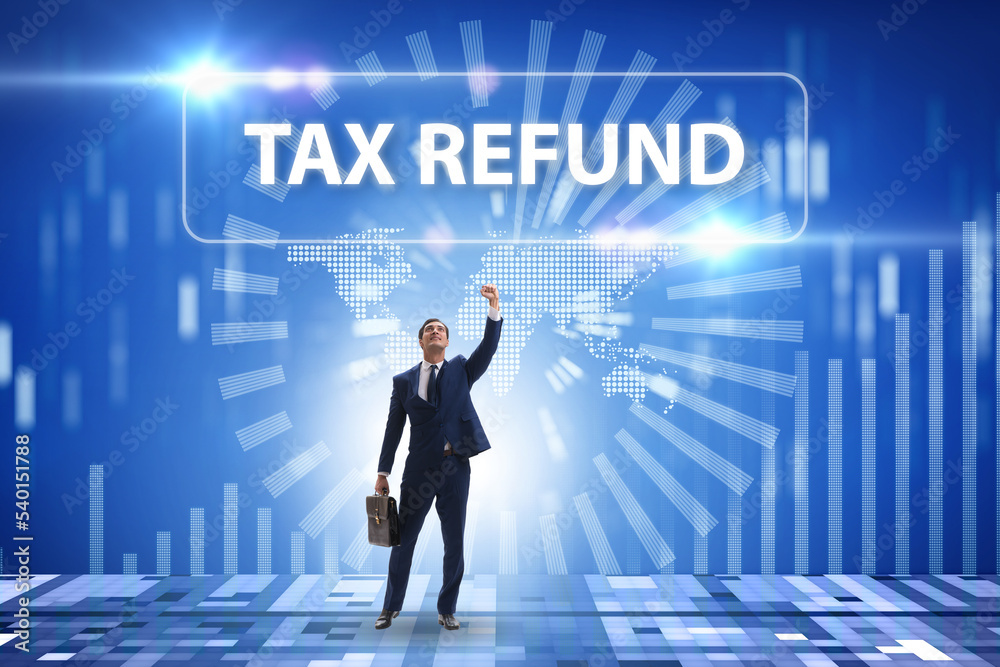 Businessman in tax refund concept Businessman in tax refund concept
