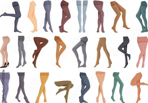 Pantyhose icons set cartoon vector. Fashion woman. Girl sexy