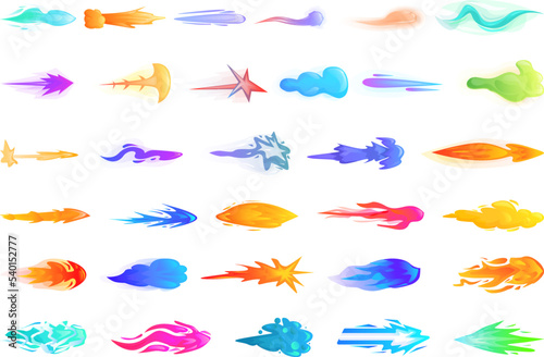 Laser gun beam icons set cartoon vector. Toy gun. Space alien