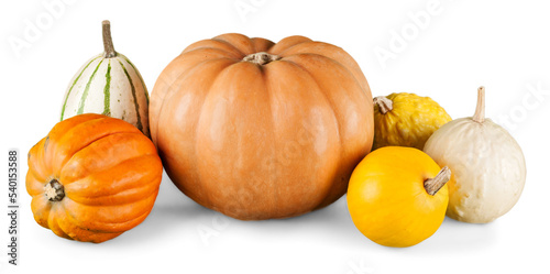 Orange pumpkins isolated on white background