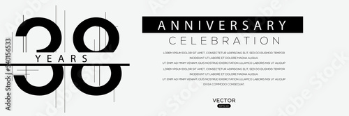 38 years anniversary celebration template, Vector illustration.