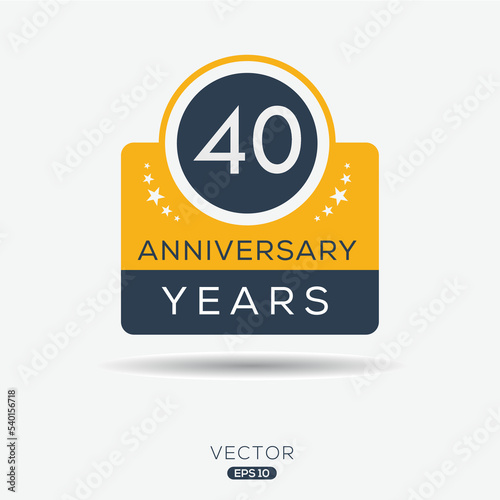 40 years anniversary celebration template, Vector illustration.