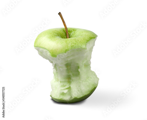 Green bitten apple isolated on white