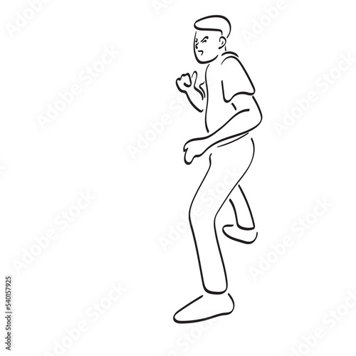 line art man with kung fu posting illustration vector hand drawn isolated on white background