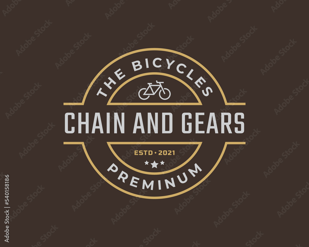 Vintage Retro Badge Emblem Logotype Bicycle Logo Design Linear Style