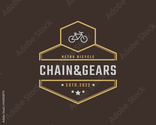 Vintage Retro Badge Emblem Logotype Bicycle Logo Design Linear Style photo