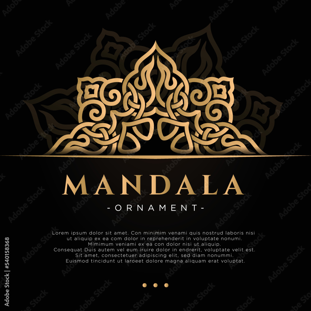 gold mandala ornament with black background greeting card gold mandala ornament with black background greeting card