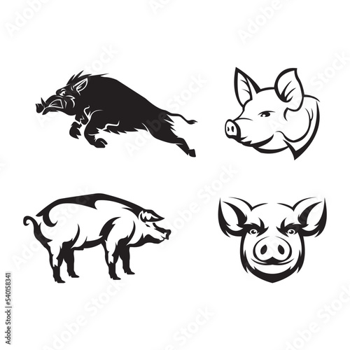Fat pig logo vector simple icon in flat design