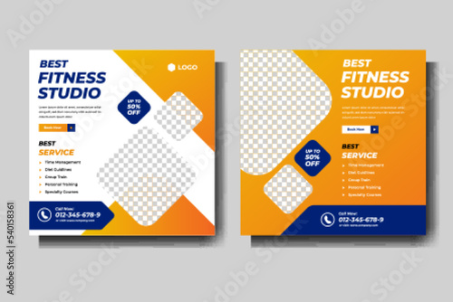 modern fitness and gym sport social media vector template