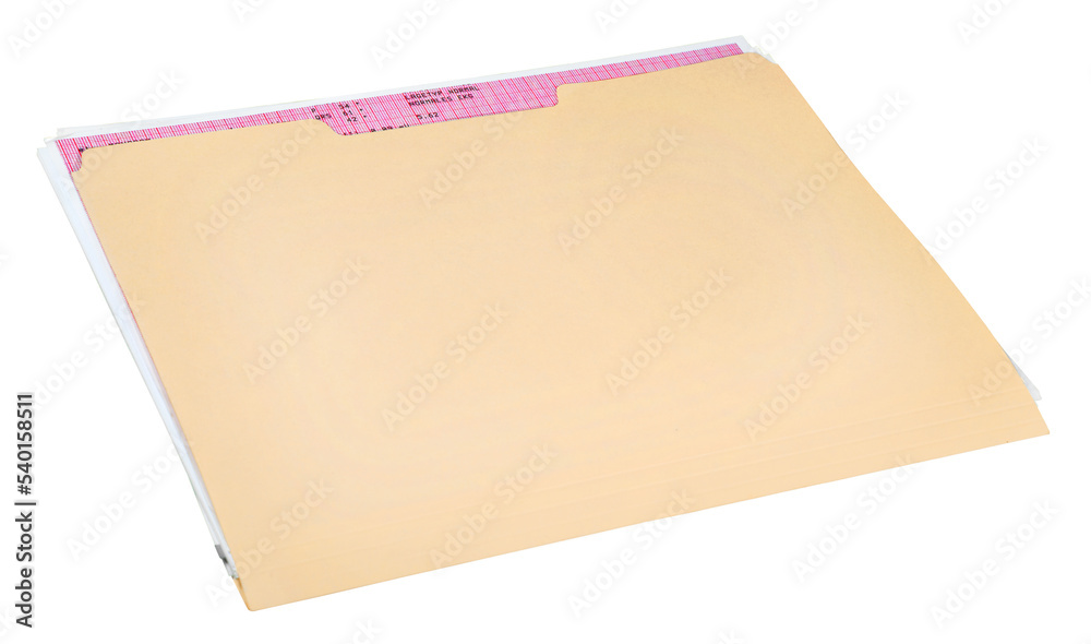 Manila folder with some documents in it. on a white background Manila folder with some documents in it. on a white background