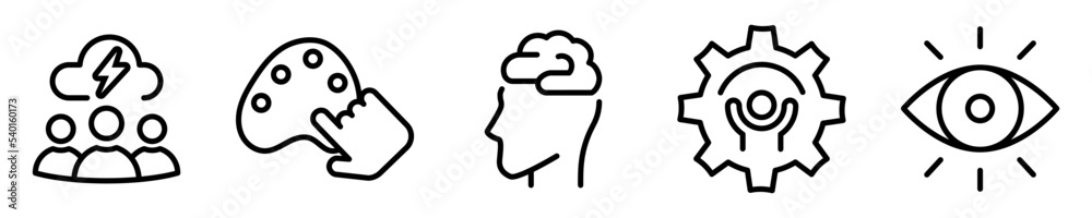 Conjunto de iconos de inspiración y creatividad. Arte. Ilustración vectorial Conjunto de iconos de inspiración y creatividad. Arte. Ilustración vectorial