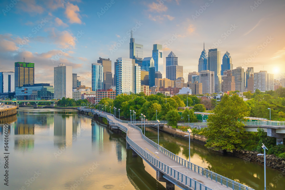 Philadelphia downtown city skyline, cityscape of  Pennsylvania