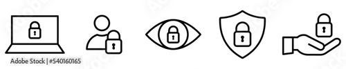 Conjunto de iconos de seguridad y protección. Candado de seguridad, bloqueo. Ilustración vectorial photo