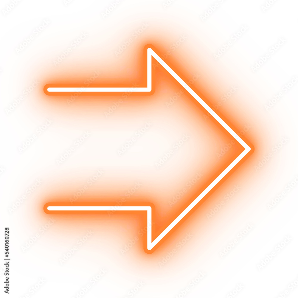 Neon orange arrow icon, arrow icon on transparent background Neon orange arrow icon, arrow icon on transparent background