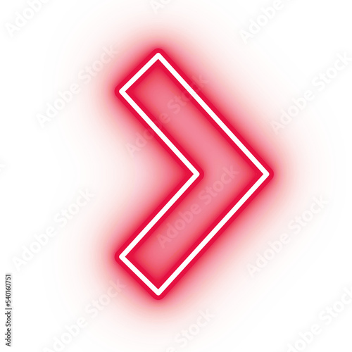 Neon red arrow icon, arrow icon on transparent background