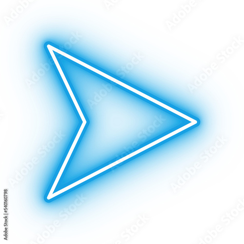 Neon blue arrow icon, arrow icon on transparent background