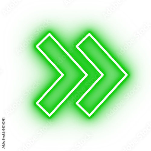 Neon green arrow icon, arrow icon on transparent background