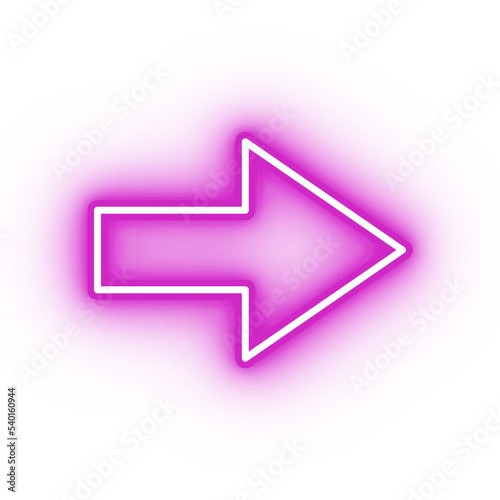 Neon pink arrow icon, arrow icon on transparent background