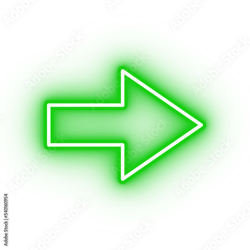 Neon green arrow icon, arrow icon on transparent background