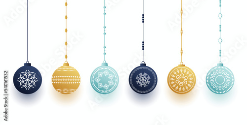 set of christmas bauble elements in artistic design