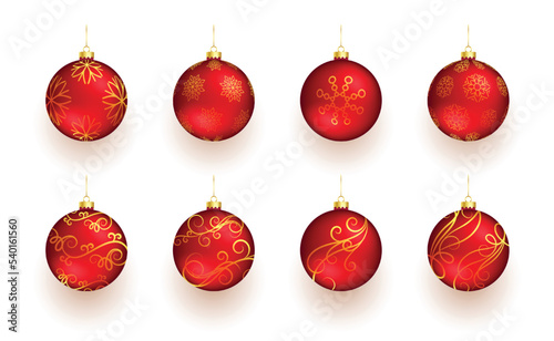 collection of realistic christmas bauble elements design
