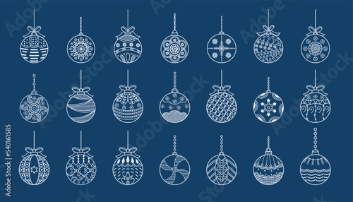 big set of christmas bauble ornaments for xmas design