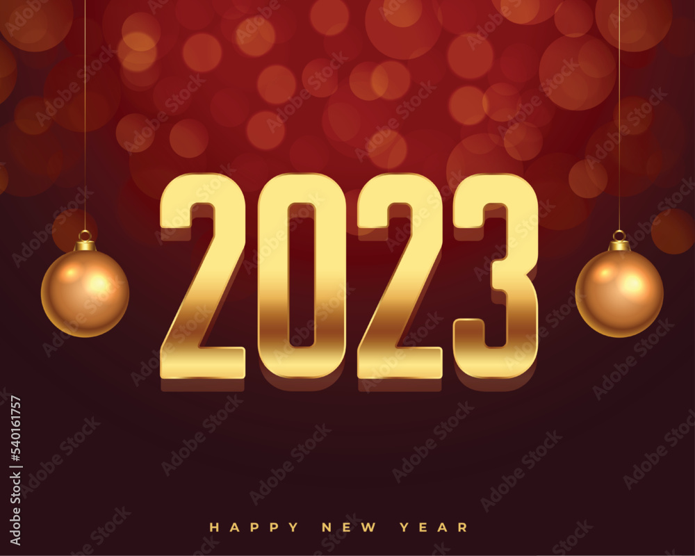 happy new year 2023 background with 3d christmas ball