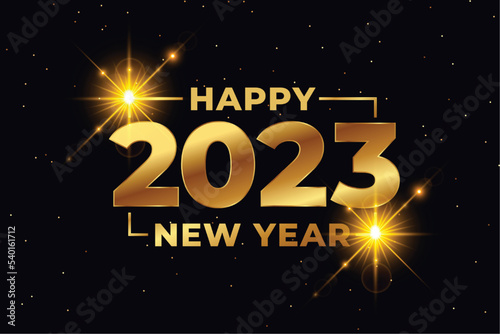 happy new year festival background with golden 2023 text