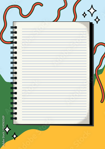 vector notebook with hand drawn background
