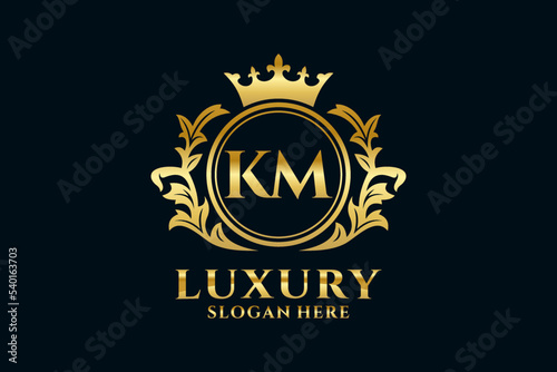 Initial KM Letter Royal Luxury Logo template in vector art for luxurious branding projects and other vector illustration.