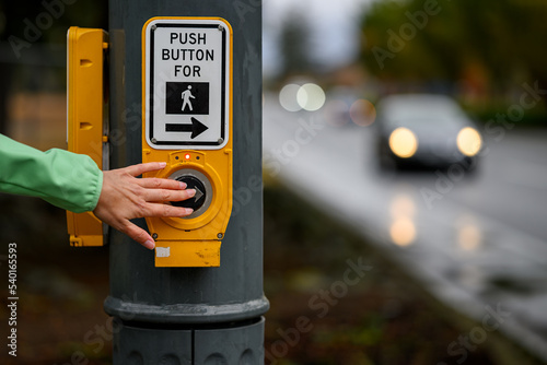 Push button to cross the intersection in the suburban