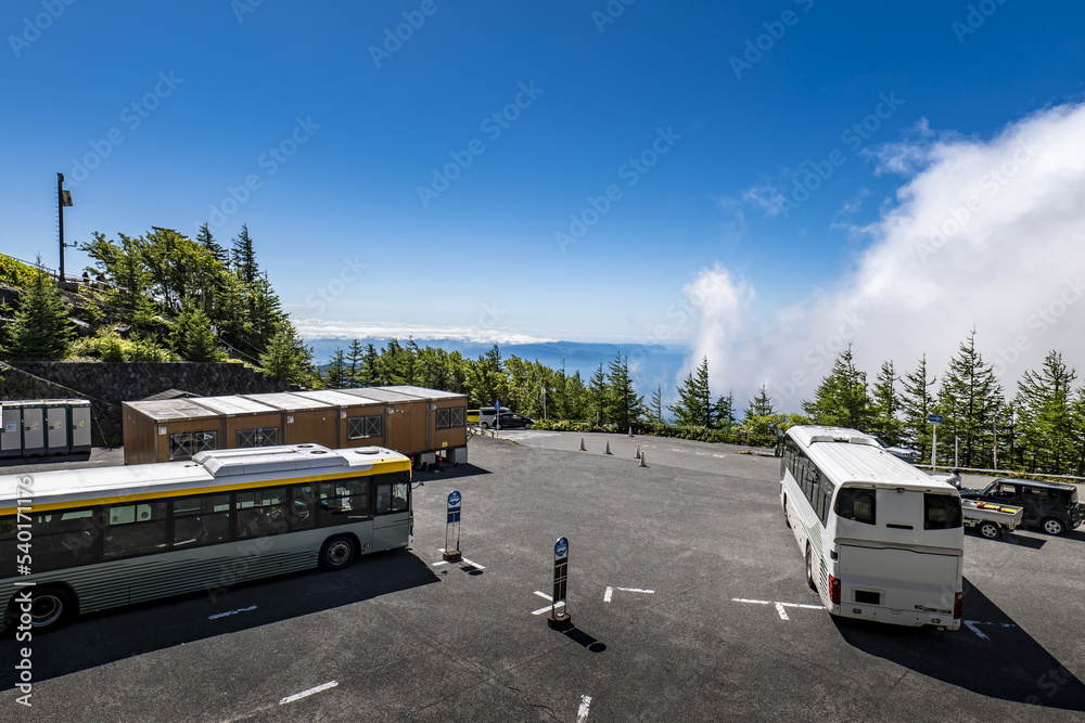 富士山富士宮口の新五合目のバス停留所
