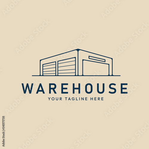 warehouse line art logo minimalist, vector illustration design