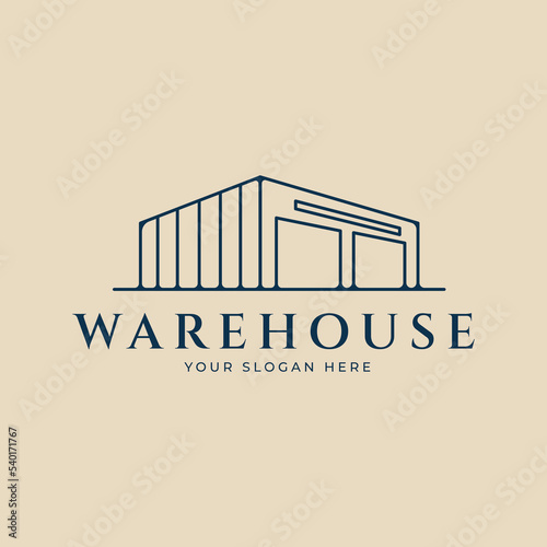 warehouse line art logo minimalist, vector illustration design