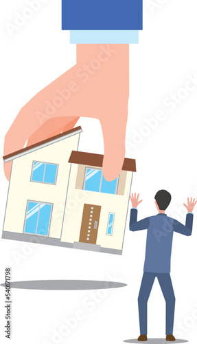 住宅が差し押さえされて驚く男性