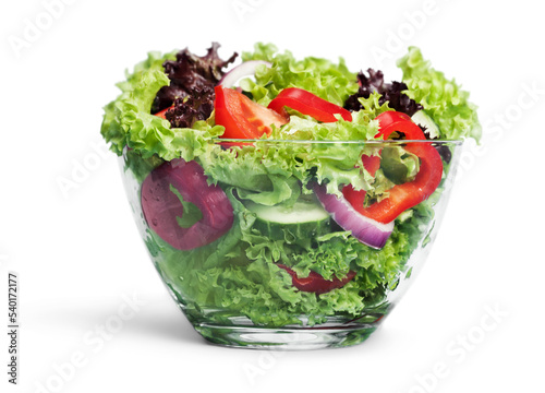 Fresh vegetable salad isolated on white