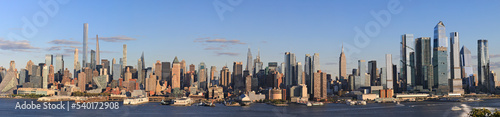 Aerial view of Manhattan Midtown skyscrapers skyline panorama before sunset  New York City  USA