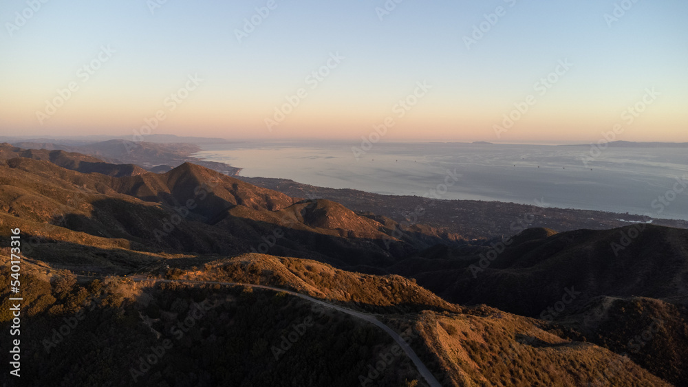 View of Pacific Ocean from Los Padres National Forest near Santa Barbara