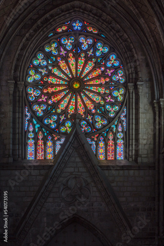 Stained glass windows in a cathedral in Quito, Ecuador (the basilica of the national vow)