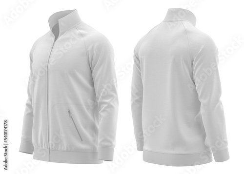 Sweatshirt Full zip Raglan Sleeve With collar and cuff with pocket color White photo