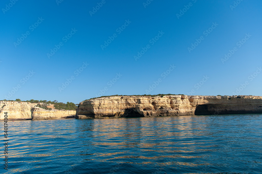 Rock formations on the Algarve coast in Portugal