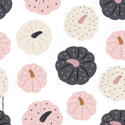 Boho Halloween - vector illustration in flat style. Autumn macrame, pumpkin, cute characters, spooky, decor elements. Cute scandinavian decor for children