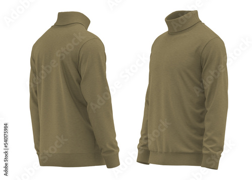 Sweater pullover knitted high neck  Long sleeve for man ( 3d rendered) Color Olive ©  FIROZA STUDIO