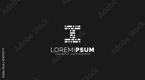Letter I Line art logo icon design template elements