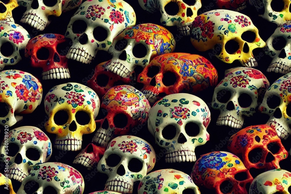 Day of the Dead Seamless Texture Pattern Tiled Repeatable Tessellation Background Image	
