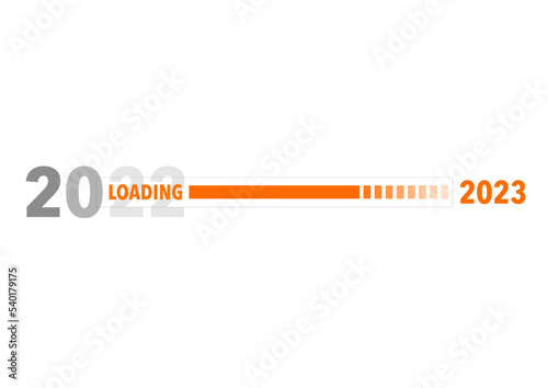 Loading Progress from 2022 to 2023 Year. Progress Bar Showing Loading of 2023 year on White Background. Isolated Vector Illustration.