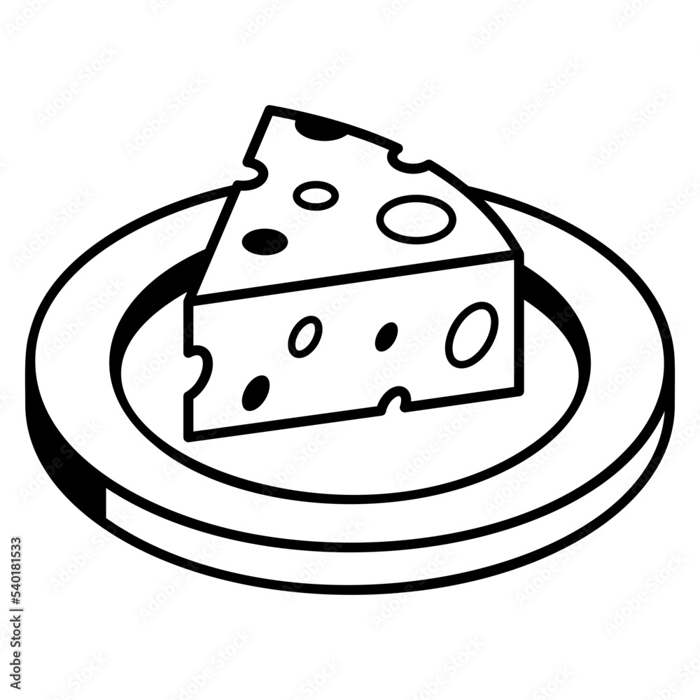 A premium line isometric icon of cheese slice A premium line isometric icon of cheese slice