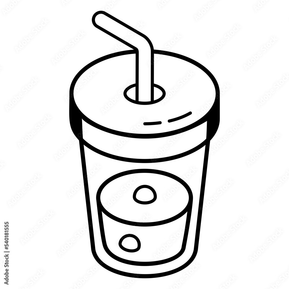 A well-crafted outline isometric icon of juice A well-crafted outline isometric icon of juice