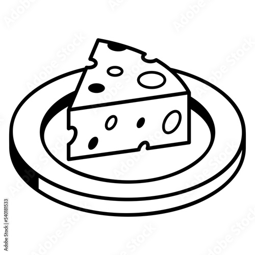 A premium line isometric icon of cheese slice 