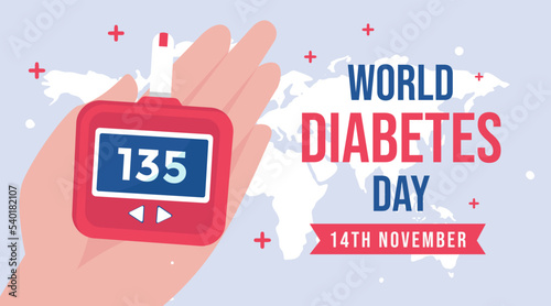 hand drawn flat world diabetes day illustration